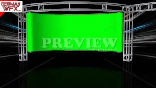 HD Virtual Studio Background with green screen Wall - royalty free