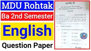 Mdu BA ( Pass Course ) 2nd Semester English Question Paper 2021 || Mdu Ba English Question Paper