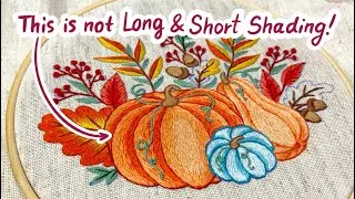 🎃 HOW to STITCH REALISTIC PUMPKIN USING ONLY STEM STITCH 🍂 Hello Autumn 🍁 Embroidery SAL Part 5