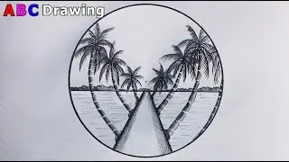 Drawing Palm Trees Along The Road | Beautiful Drawing And Pencil Sketch