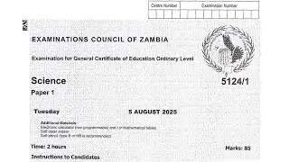 2025 GCE Science Paper 1