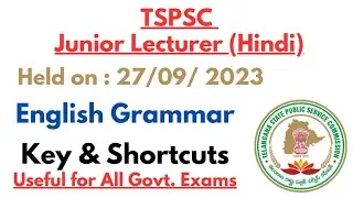 TS JL Hindi  ||  Paper-1  ||  27th Sep 2023  ||  English Grammar