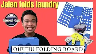 Jalen folds clothes using the Ohuhu Folding Board