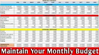 monthly budget taiyar kare excel me | excel me monthly budget kaise banaye |Monthly Budget in Excel