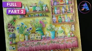Coloring Tutorial: Magic shelf | Part 2 items | WORLD OF FLOWERS book by Johanna Basford