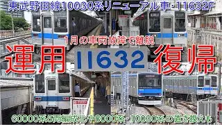 【東武野田線10030系リニューアル車11632Fが運用復帰・1月31日より車両故障で離脱】80000系導入で60000系5両編成化が2025年度5編成実施、8000系・10030系は置き換え発生