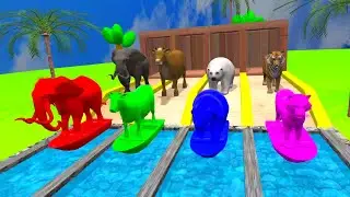 fountain crossing animal transformation | paint animals cow, elephant, tiger, polar bear | fountain