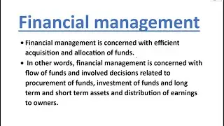 Financial management | Role of financial management | Chapter -9 | Class - 12 | Business studies