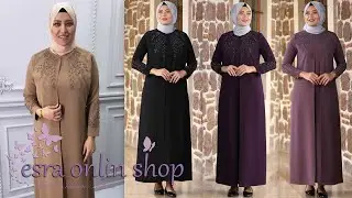 🌸  Başak Tesettür Abiye Elbise - esra onlin shop - عباية روعة مقاس كبير قماش كريب نوع أول أربع مواسم
