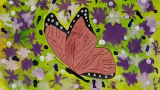 How to draw a butterfly scenery with watercolour for beginners