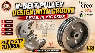 Design Of V-Belt Pulley | Pulley In Creo | Pulley Design | Creo Parametric | Solid Cadd Creo |