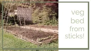 Garden bed border woven from pruned branches! Easy and doesn't cost a thing!