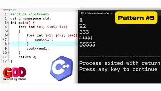 C++ Pattern Program to Print Triangle | Print Number Pattern Using | C++ Tutorial