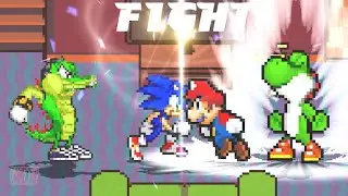 TEAM SONIC & VECTOR  FIGHTS  TEAM SUPER BETTER MARIO & YOSHI | RACE TO 3 WINS