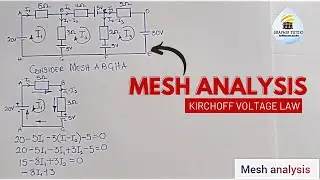 Mesh analysis using Kirchoff voltage  Law to find branch current.