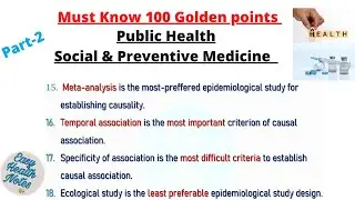 Must know 100 Golden points ।। Public Health Social & Preventive Medicine