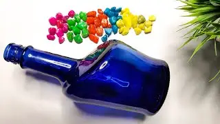 Antiquity Blue Bottle Art | Stone Bottle Art | Easy Bottle Art | Bottle Craft | Unique Bottle Lamp