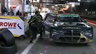 Pit mechanic kicks stubborn BMW M4 GT3