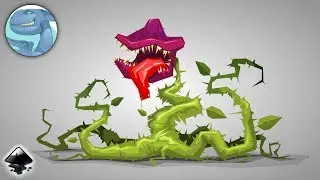 Cartoon monster plant character. Inkscape vector graphics.