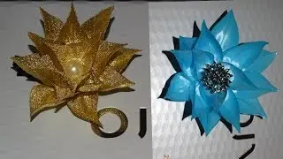 Корона на Новый Год/New Petal kanzashi /Цветочная Корона/Crown Lotus/golden Lotus