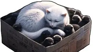 😭😭Mom cat divorced dad cat and their children were left alone on the street with kittens chipi cha