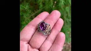 Серебряное кольцо с аметистом, размер 18