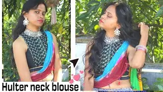Hulter neck black blouse .stylish blouse making process.latest hulter neck top.