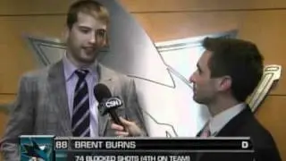 Brent Burns interviewed before his 500th game