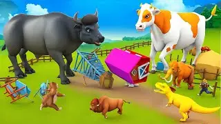 Giant Cow vs Buffalo! Epic Farm Animals Battle | Mr Donald’s Heroic Animal Rescue