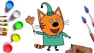 How to draw Compote, a cat from the cartoon Three Cats, drawing for children is easy and simple