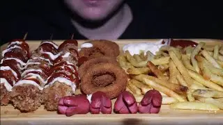 ||ASMR MUKBANG|| Hot Dogs, Onion Rings and Fries #neromasmr