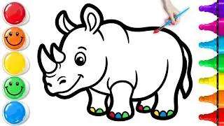 🦏 How To Draw a Cute Colorful Rhinoceros | Easy Step By Step Tutorial