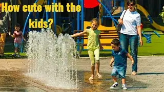 fun with fountain | kids playing in fountain