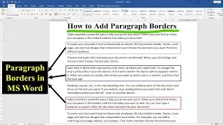 In MS Word how to add Paragraph Borders | Add Paragraph Borders in Microsoft Word