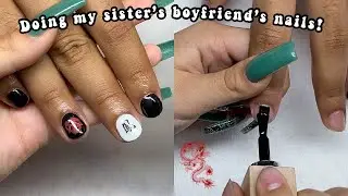 I DID MY SISTER’S BOYFRIEND’S NAILS😱 *SATISFYING GEL POLISH APPLICATION* | Beginners Nail Tutorial