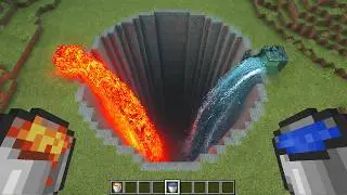 Realistic Water & Lava vs GIANT Pit (what will happen?) - Minecraft Compilation