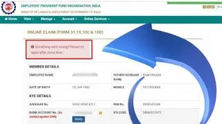 EPF New Problem withdrawal Ke liye Something went wrong!! Please try again after some time.