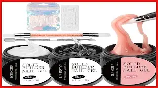 LOUINSTIC Solid Builder Gel Nail Kit - Acrylic Nail Kit Non Stick Builder Gel For Nails Nude White