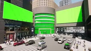 Green Screen City Billboards Mockup 9