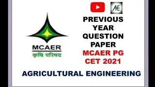 mcaer pg cet question paper 2021 #agricultural_engineering  #mcaer2023 #mcaer_pg_cet_2023_examdate