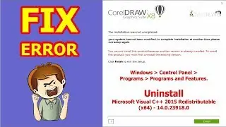 Fix your system has not been modified  - Cannot install because another version exist fix corel draw
