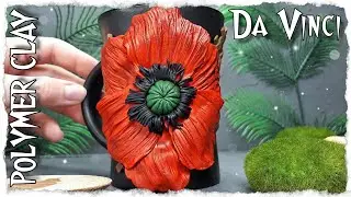 Маки из полимерной глины | как слепить мак | чашка с цветами