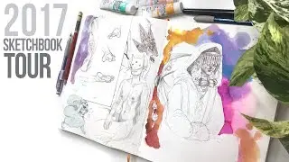 2017 Sketchbook Tour // Life Drawing, Watercoloor, Gouache in my Travelogue Watercolor Journal