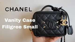 Chanel small Vanity Filigree top handle crossbody bag | what fits