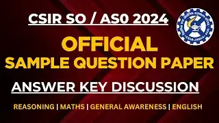 CSIR SO/ASO 2024 - Official Sample Question Paper Answer Key Discussion தமிழில் #csirtamil #csir2024