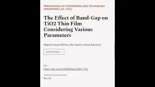 The Effect of Band-Gap on TiO2 Thin Film Considering Various Parameters | RTCL.TV