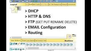 DHCP, HTTP, DNS, FTP, Email and Routing in packet tracer