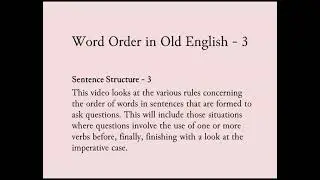 Word Order in Old English - 3