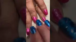 🩷BRIGHT PINK & BLUE SHIMMERING NAILS w Pk #nails ,#nailpolish , #sparklenails ,#prettynails #shorts