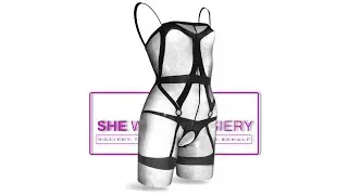 She-Woolf Hosiery, Ellie, Black Lace Transparent Body-Stocking